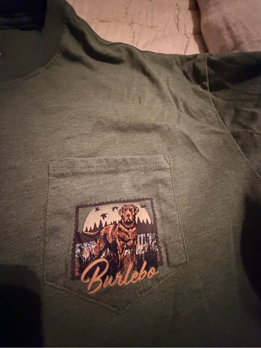 Burlebo Men’s Short-Sleeve Pocket T-Shirt in Olive Green - Picture 3 of 5
